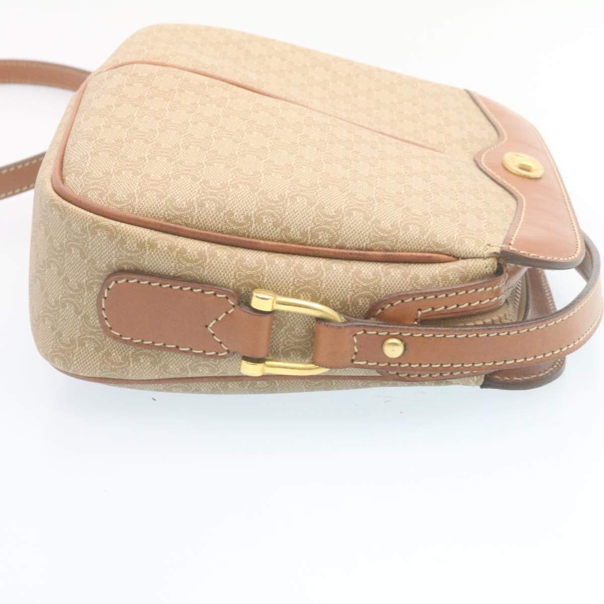 Luxury CELINE Macadam Canvas Shoulder Bag PVC Leather Beige 34678