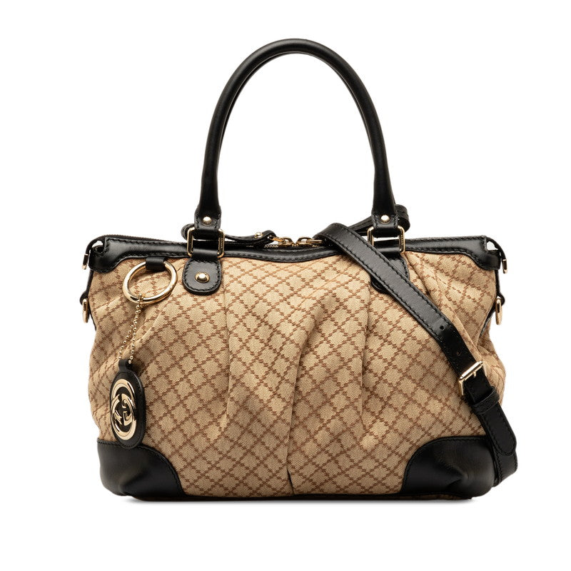 Gucci Sukey Diamante Canvas Leather 2way Bag