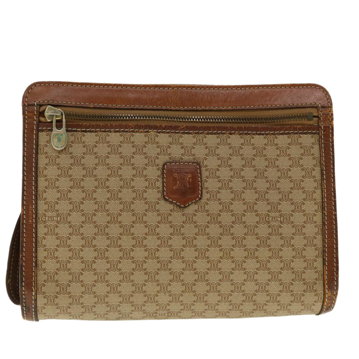 Luxury CELINE Macadam Canvas Clutch Bag Beige ny235