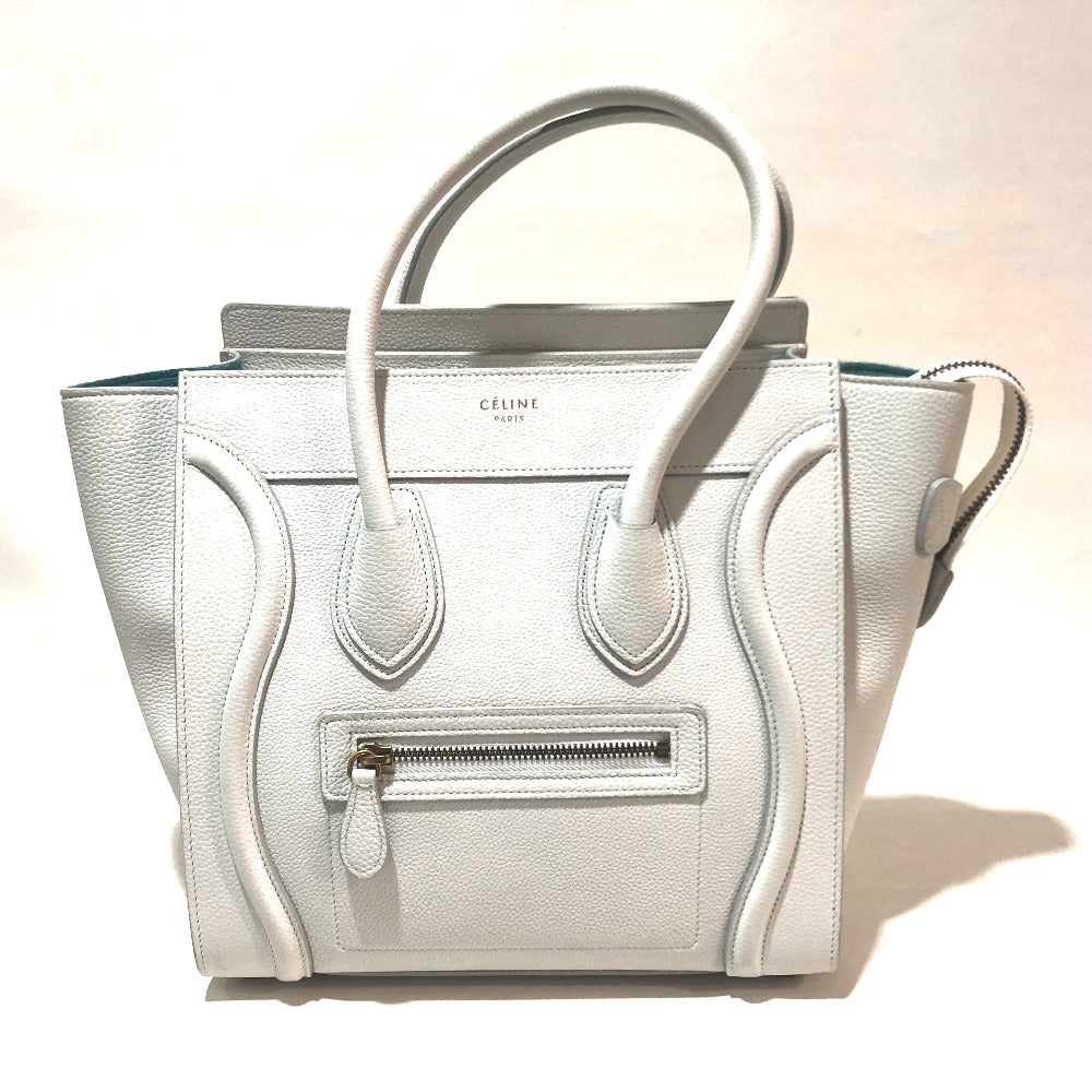 CELINE Handbag 167793 leather Off White x Sky Blue Tote Bag Micro shopper Women