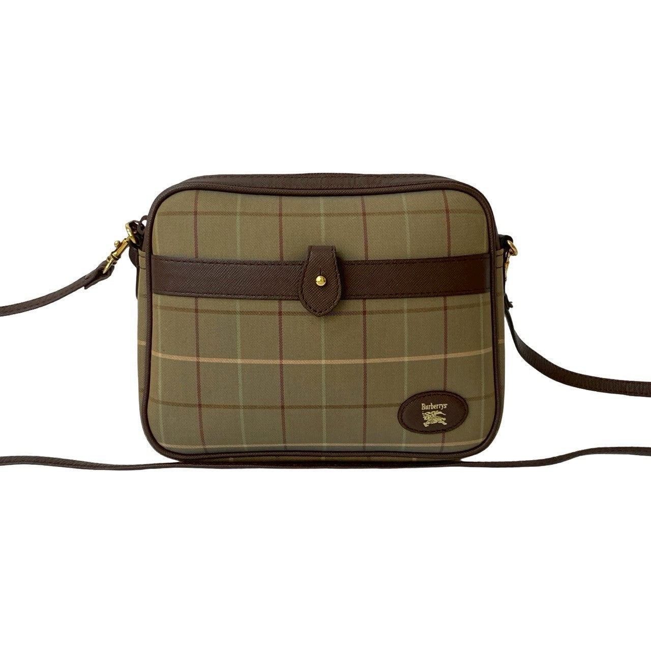 Burberrys Nova Check Leather Canvas Shoulder Bag