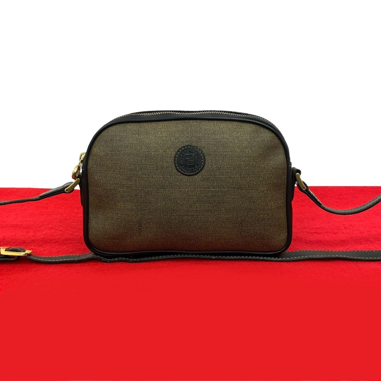 Fendi FF Logo Leather Shoulder Bag