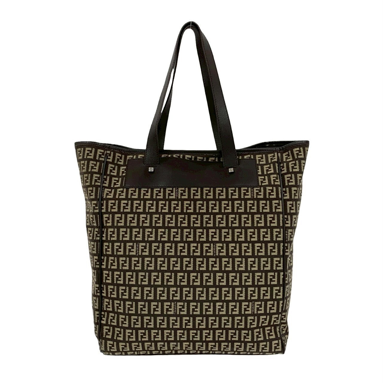 Fendi Zucchino Canvas Leather Shoulder Bag