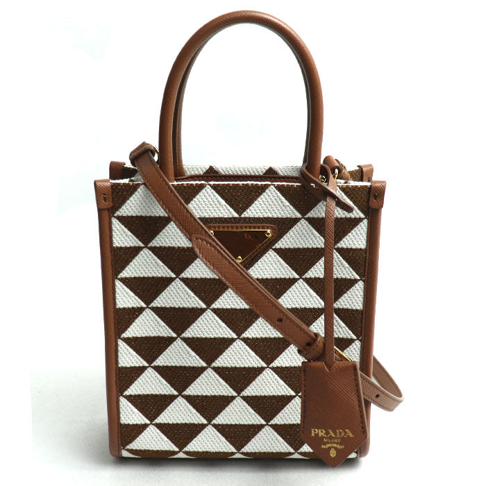Prada Symbol Embroidered Fabric 2way Shoulder Bag