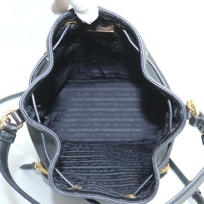 Prada Logo Jacquard Canvas Leather 2way Shoulder Bag