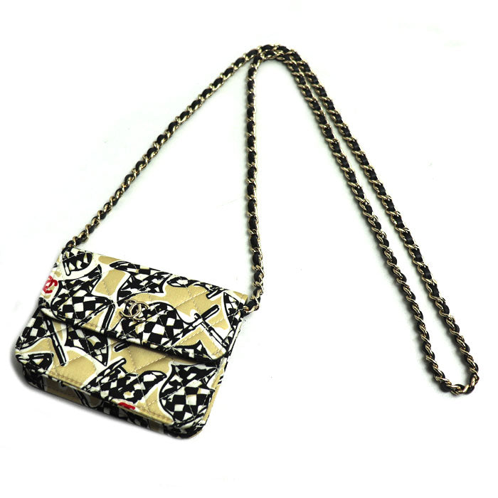 Chanel Checker Flag Canvas Leather Shoulder Bag