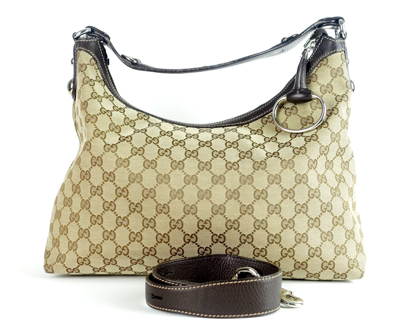 Gucci Monogram Canvas Large Hobo Bag
