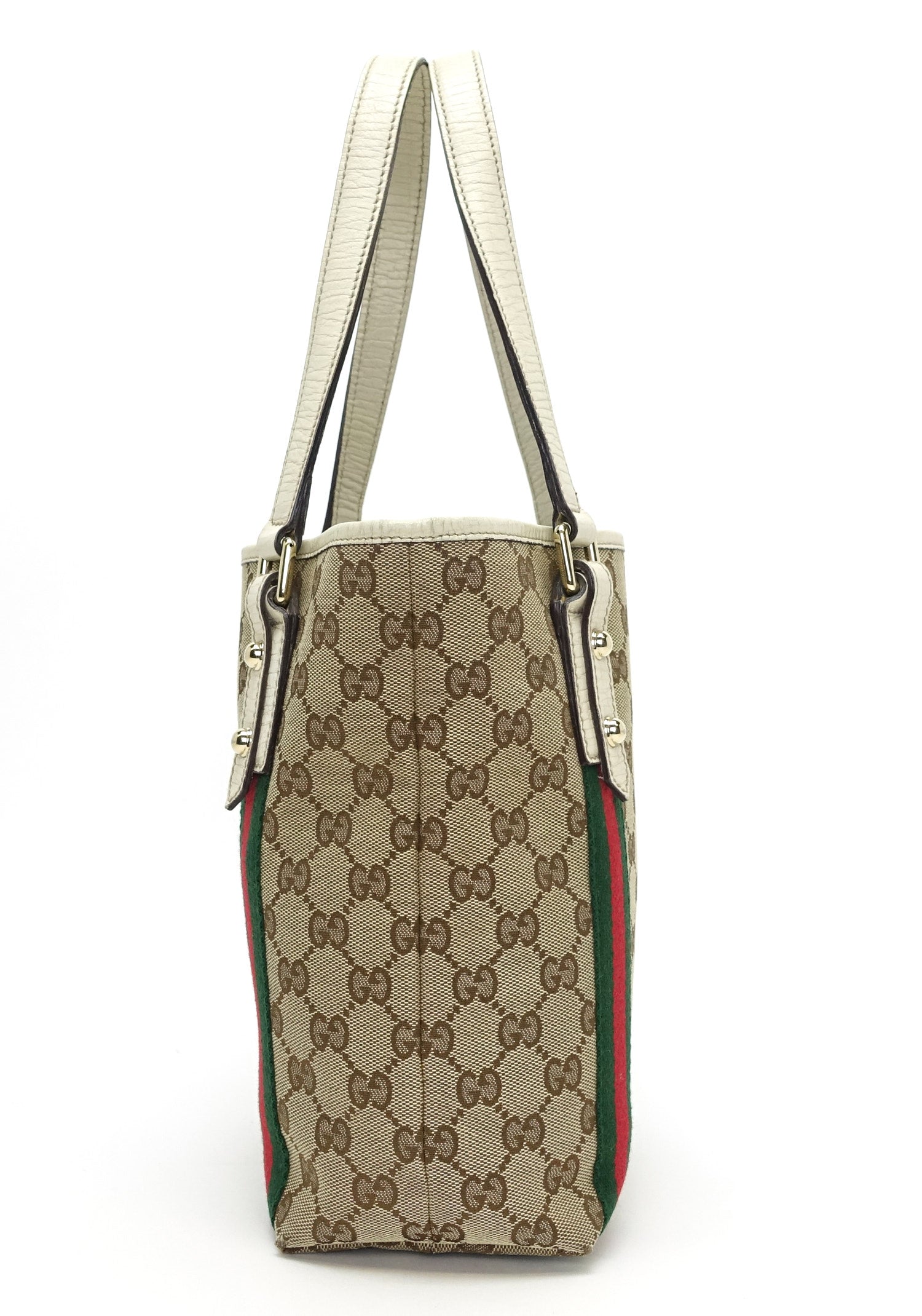 Gucci Jolicoeur Monogram Canvas Web Bucket Bag