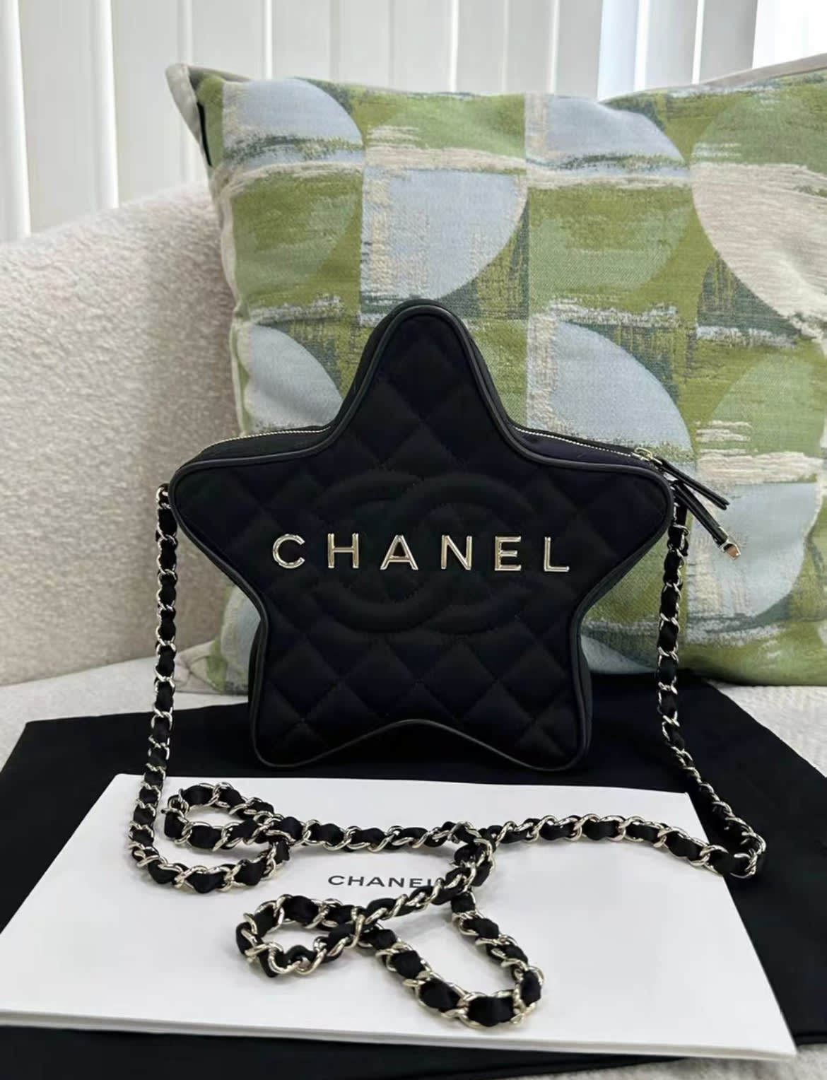 Chanel 24C black satin star bag