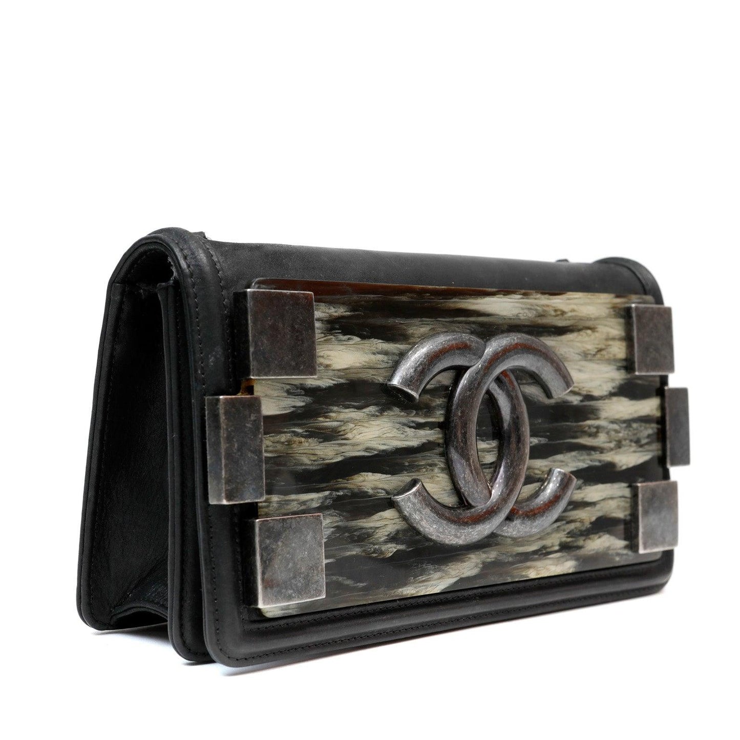 Chanel Black Resin Ruthenium Medium Brick Bag