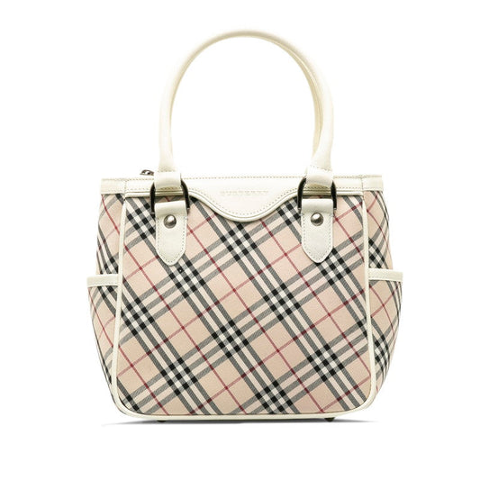 Burberry Nova Check Canvas Leather Handbag