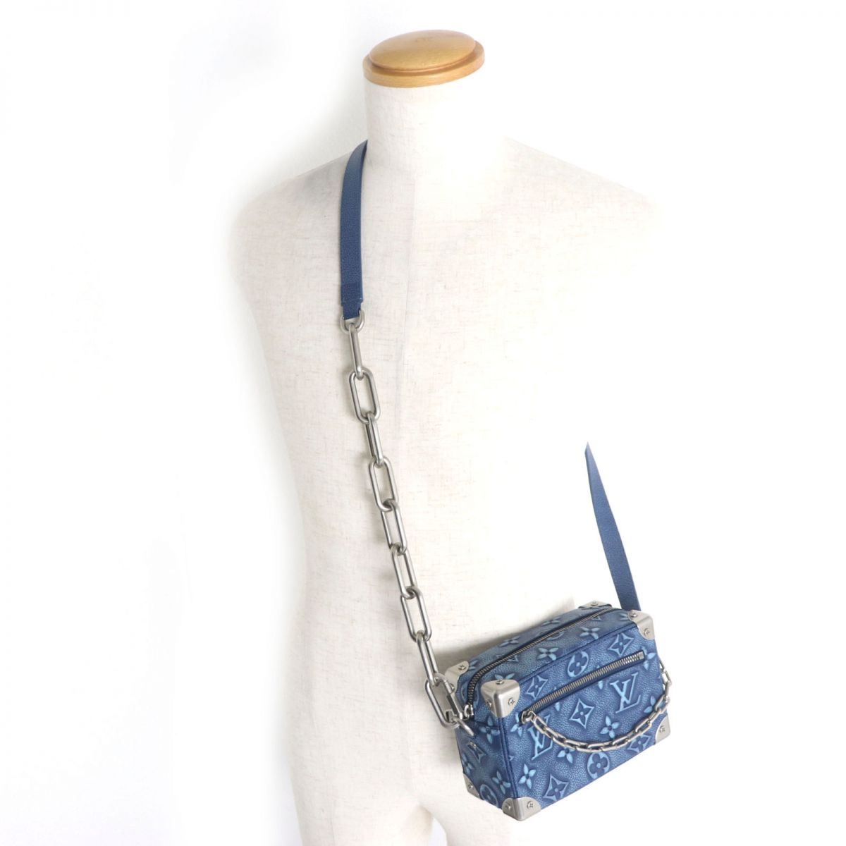 LOUIS VUITTON Shoulder Bag Monogram leather blue Monogram Mini Soft Trunk