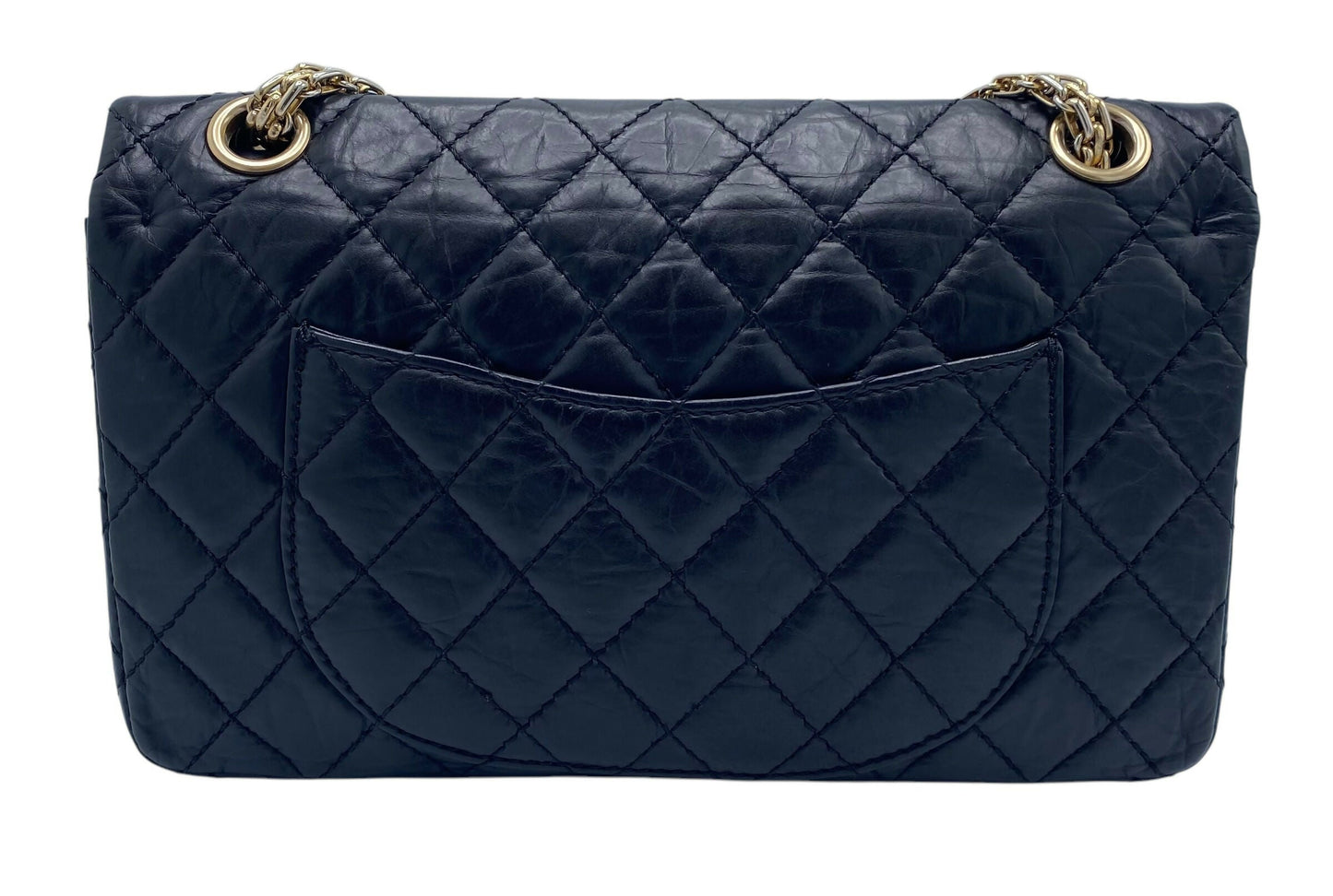 Chanel Black Quilted Aged Calfskin 2.55 Reissue 225 Small Double Flap Bag Gold Hardware