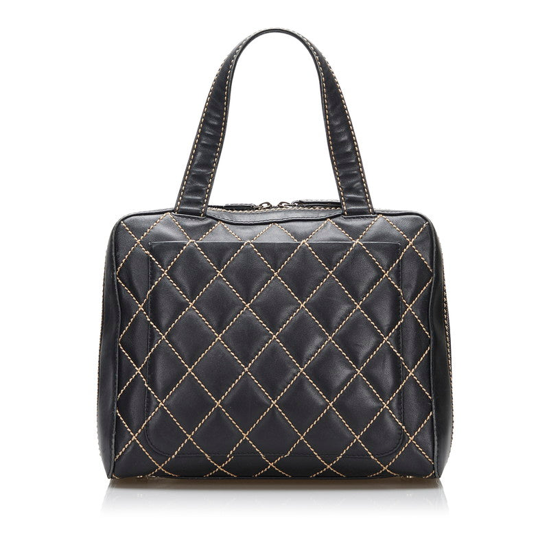 Chanel Leather Matelasse Wild Stitch Handbag Classic Flap