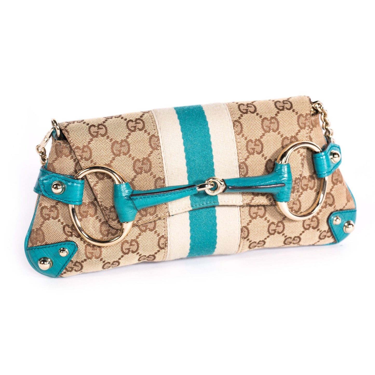 Gucci Horsebit Leather Monogram Shoulder Bag Style 1