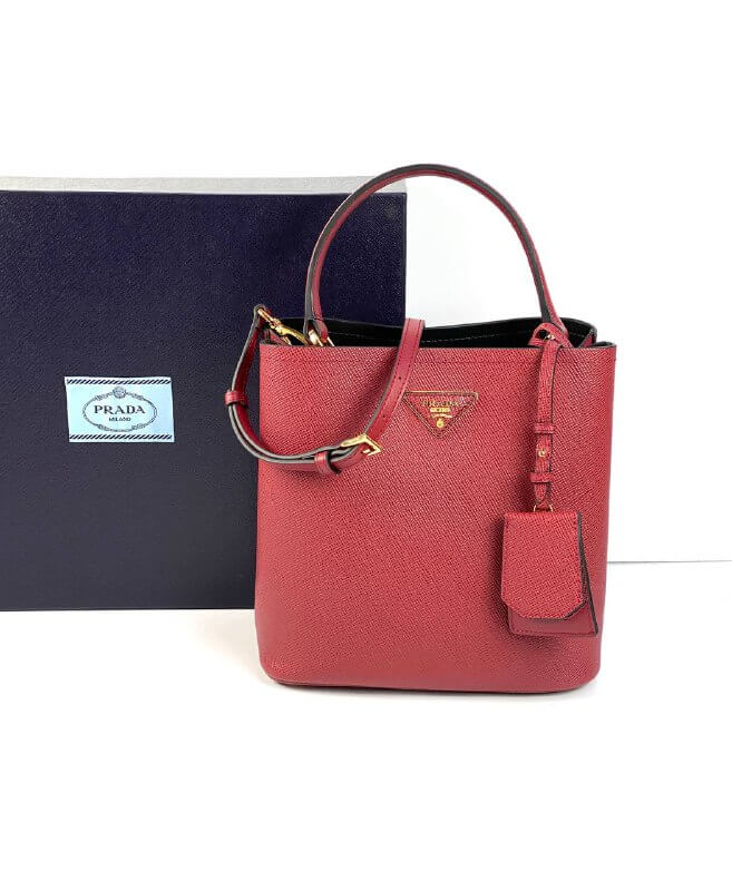 Prada Panier Bag in Saffiano leather red