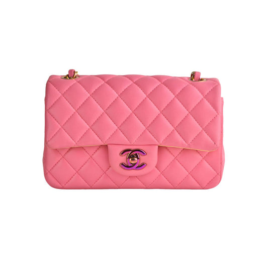 Chanel Quilted Pink Lambskin Single Flap Mini Bag
