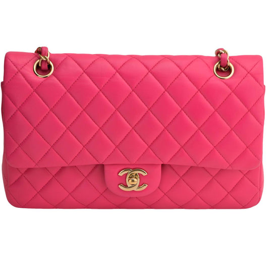 Chanel Lambskin Fuchsia Quilted Medium Classic Double Flap Bag