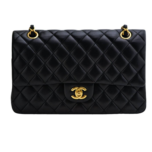 Chanel Lambskin Black Quilted Medium Classic Double Flap Bag