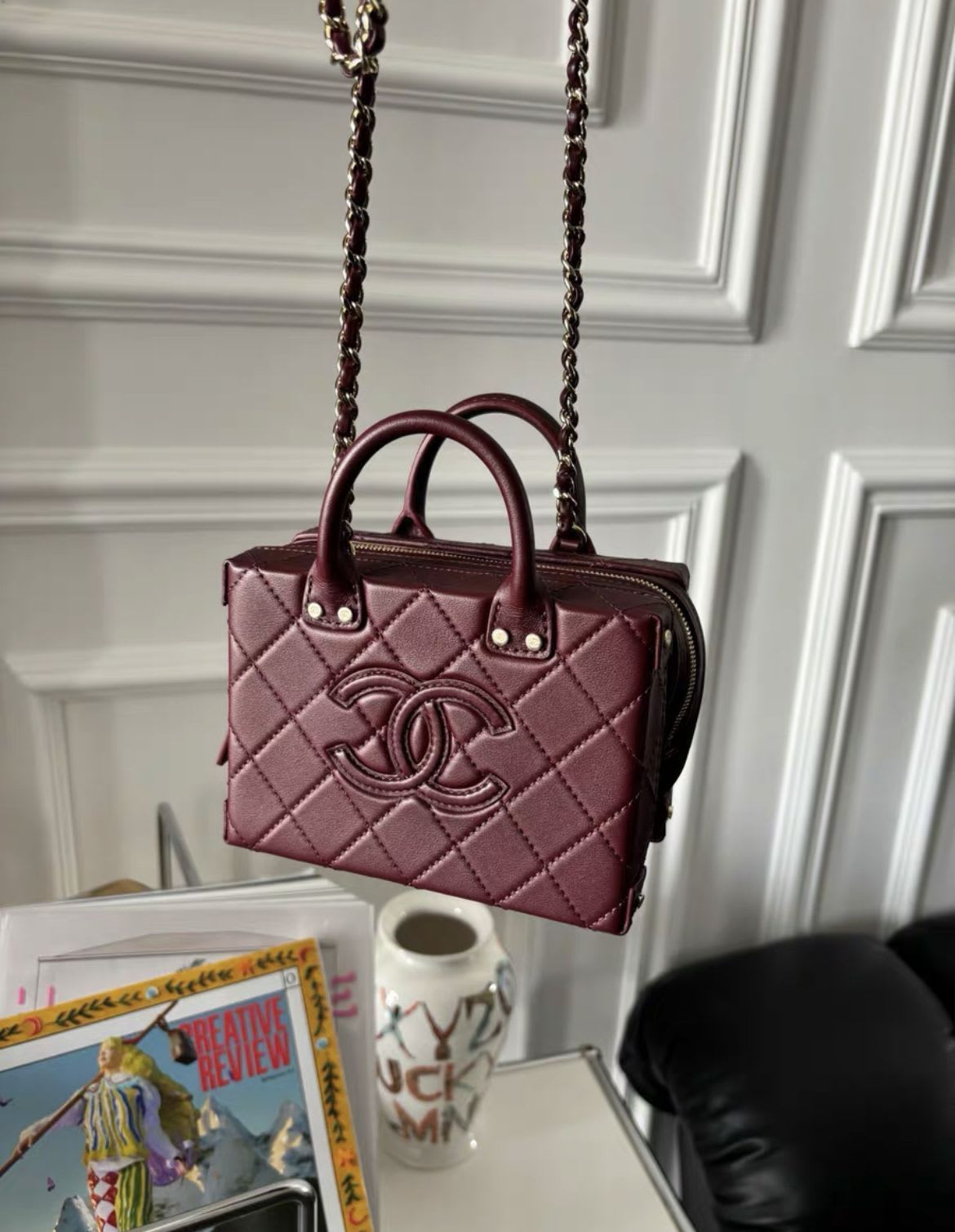 chanel22 burgundy box bags small size
