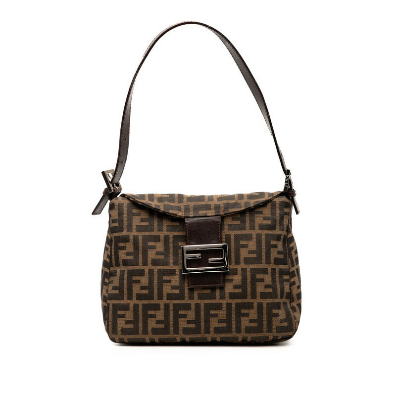 Fendi Mamma Baguette Zucca Canvas Leather Handbag