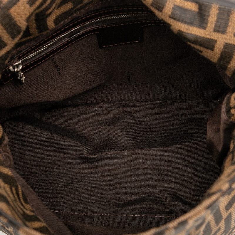 Fendi Mamma Baguette Zucca Canvas Leather Handbag
