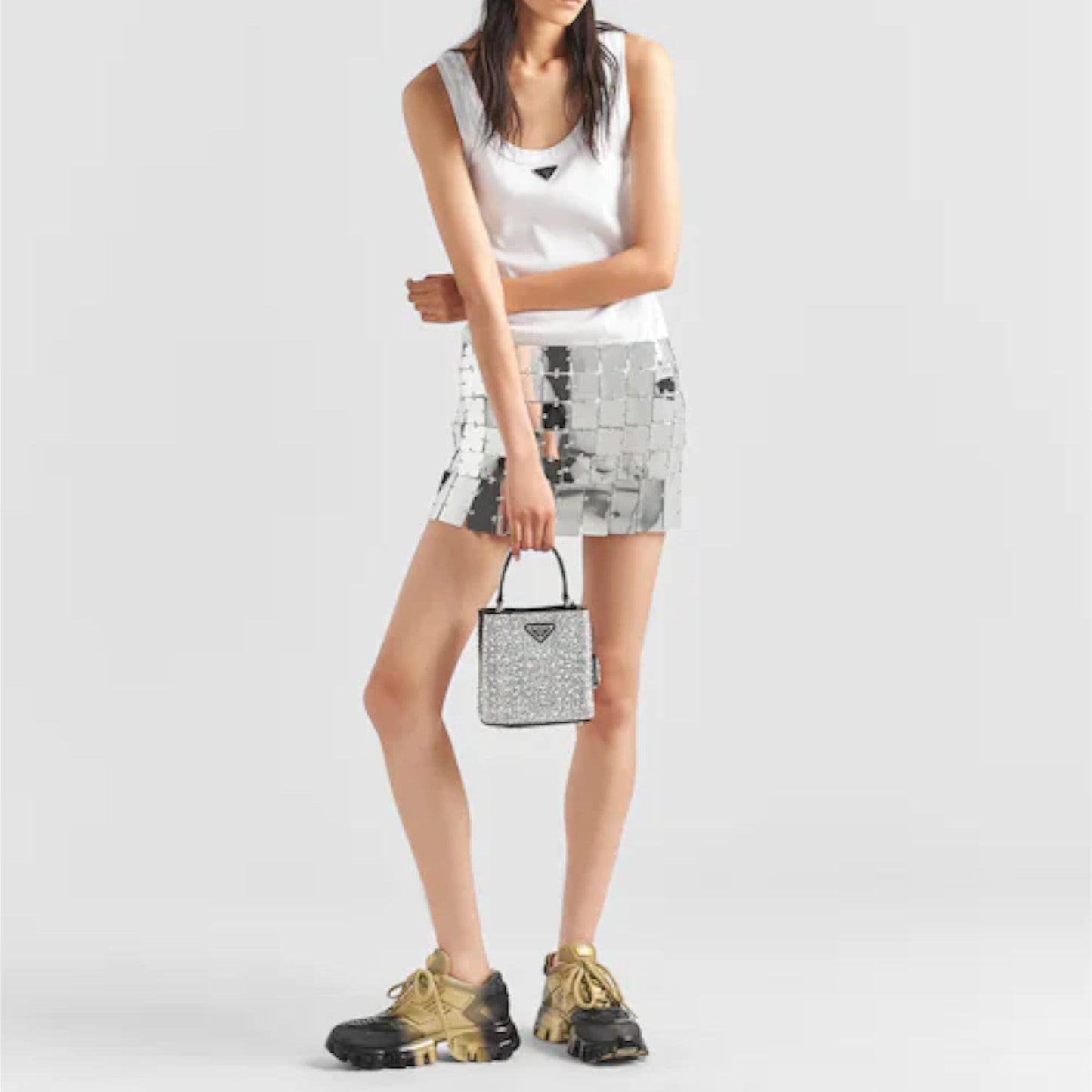 Prada Panier satin bag with crystals
