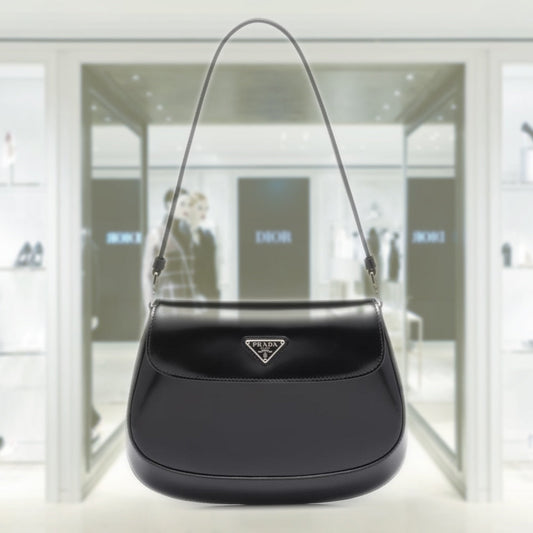 Prada Cleo brushed leather shoulder bag with flap