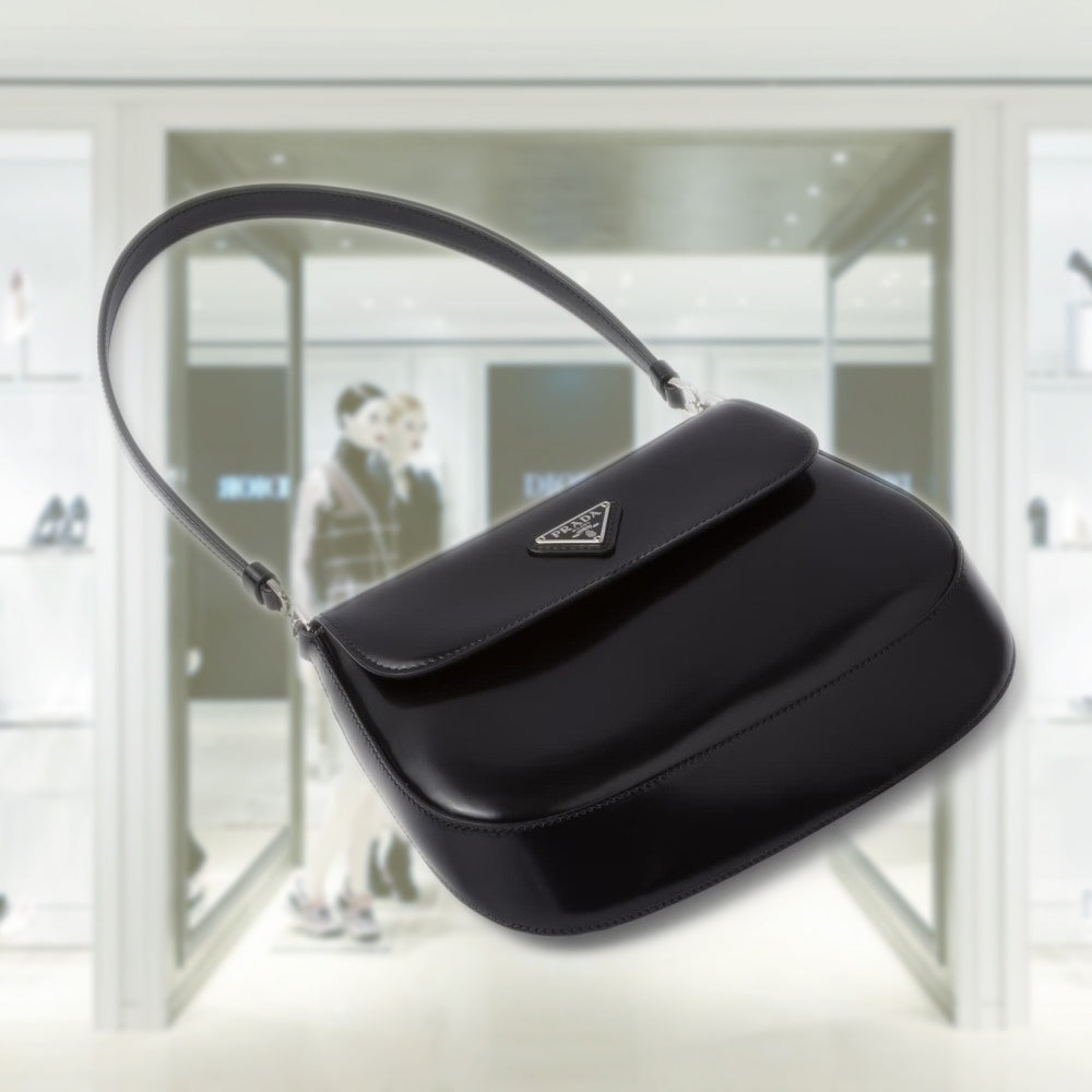 Prada Cleo brushed leather shoulder bag with flap