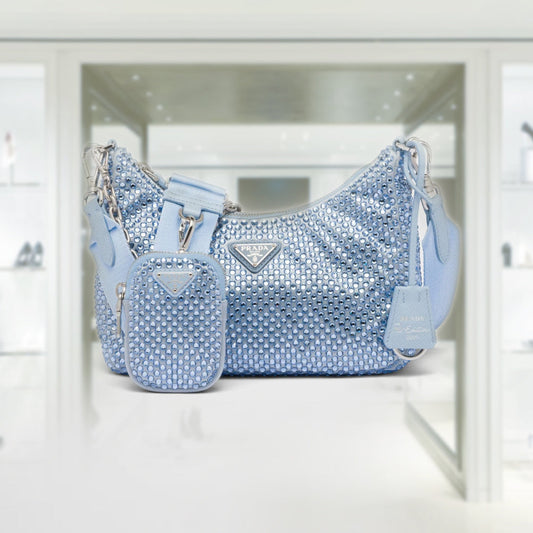 Prada Re-Edition 2005 satin bag with crystals