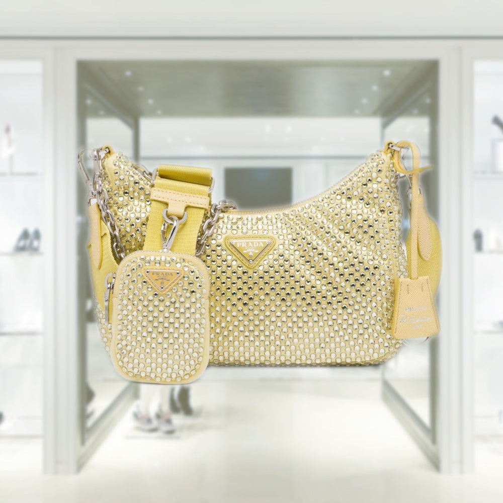 Prada Re-Edition 2005 satin bag with crystals