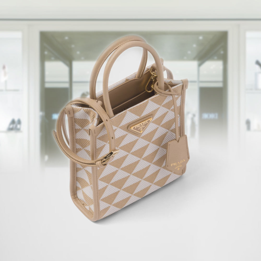 Prada Symbole embroidered fabric mini bag