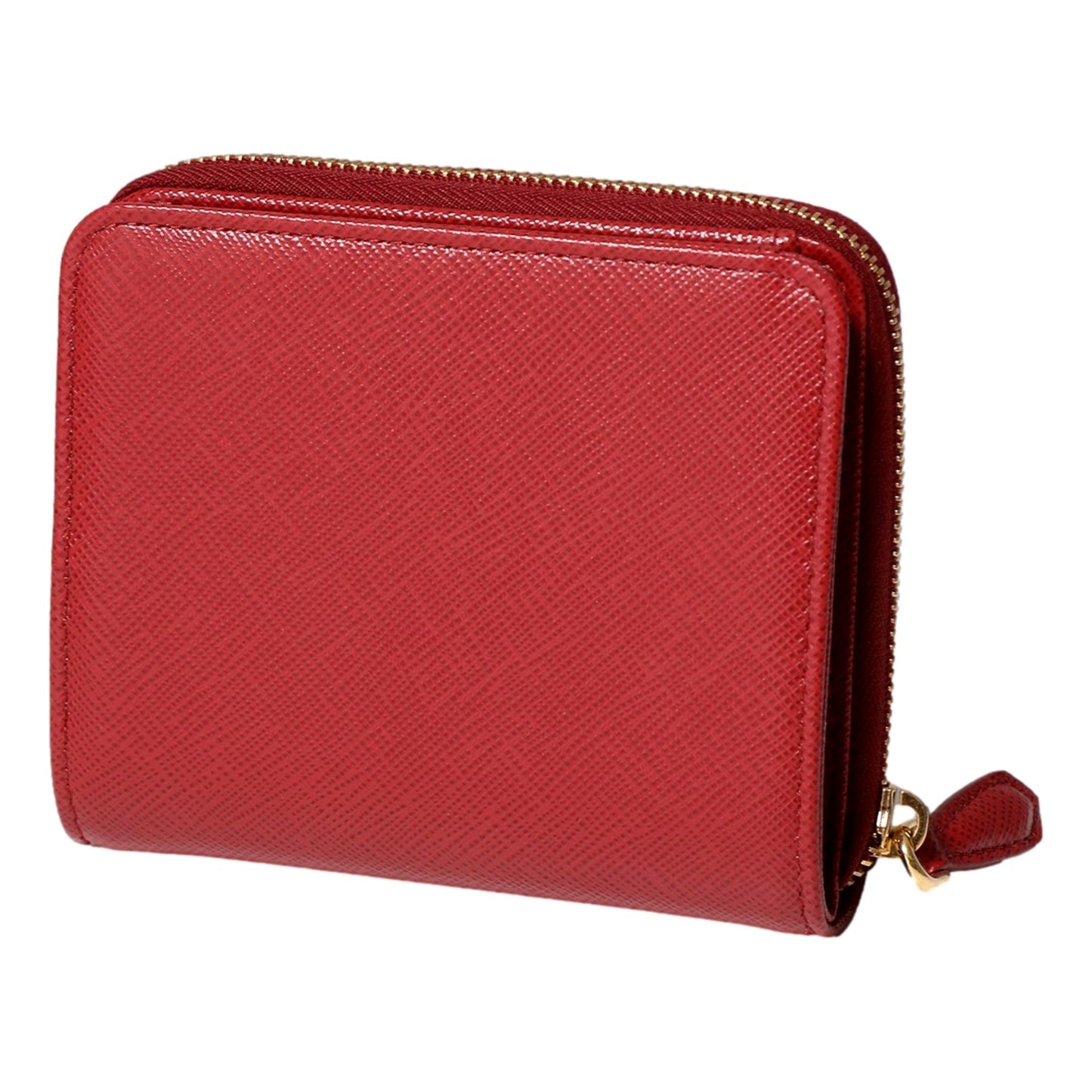 Prada Saffiano Leather Bi-fold Zip Wallet Red