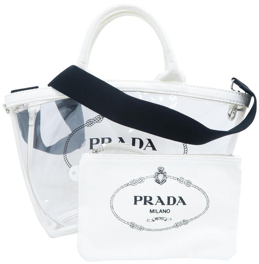 Prada Logo White Pvc Tote