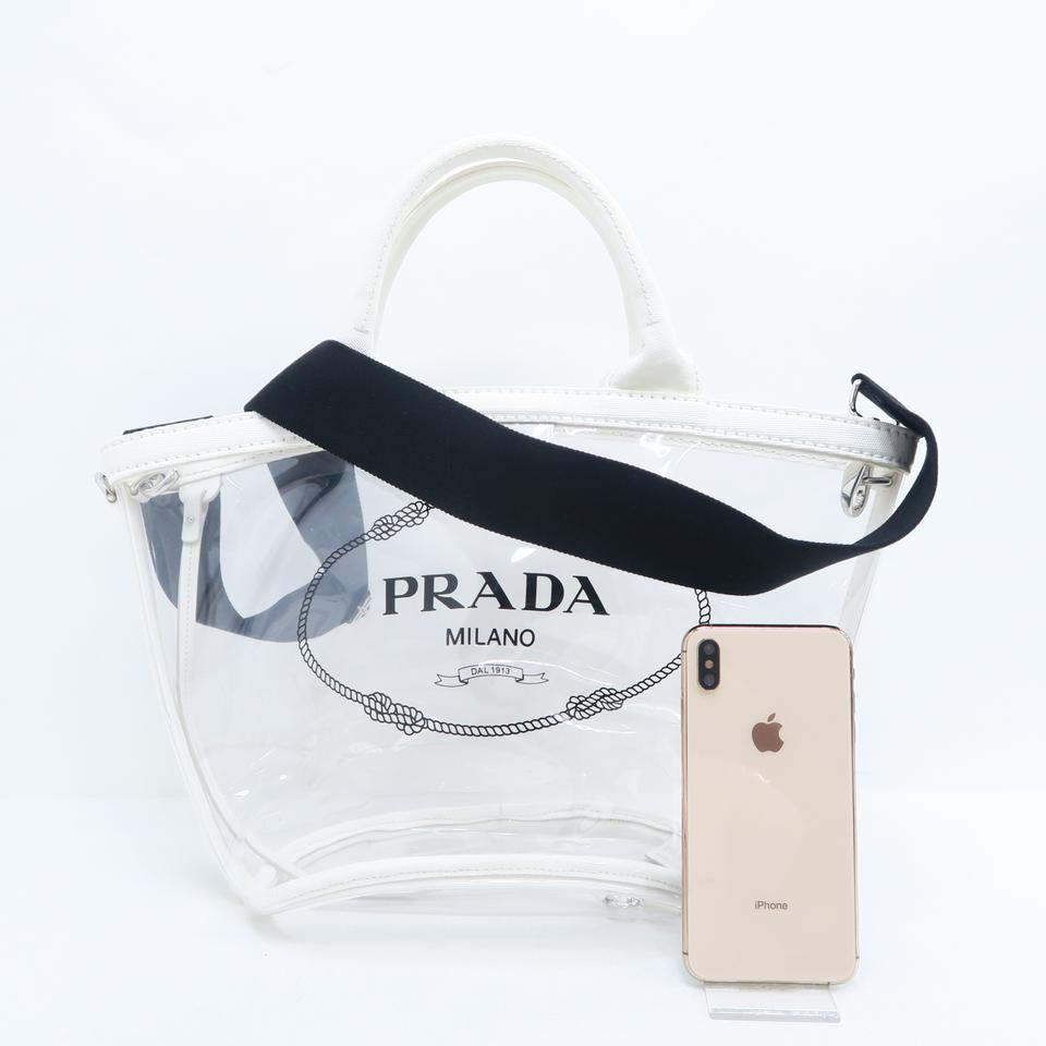 Prada Logo White Pvc Tote