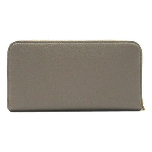 Prada Argilla Gray Vitello Grain Leather Zip Around Continental Wallet