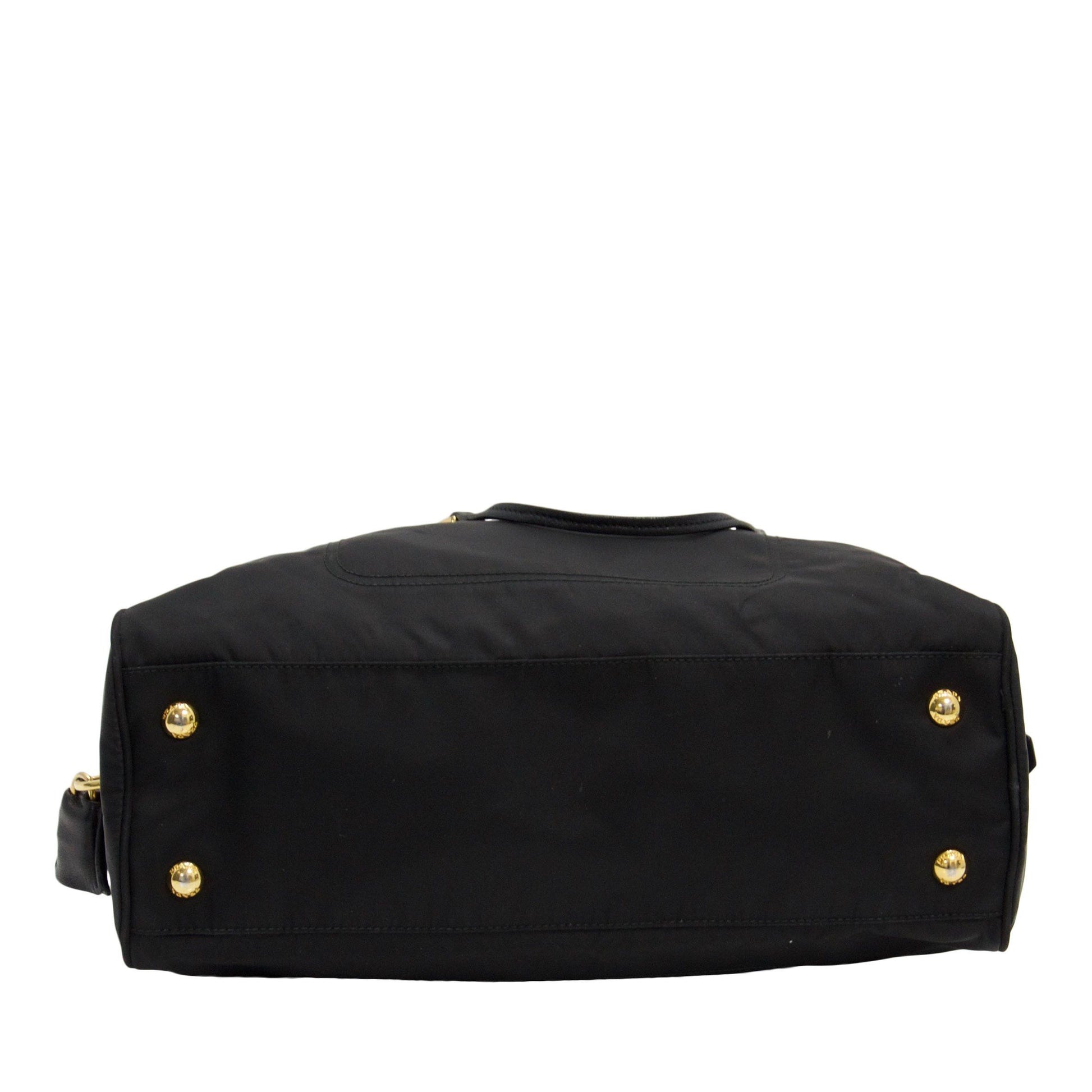 Prada Black Nylon and Leather-Trimmed Two Way Handbag
