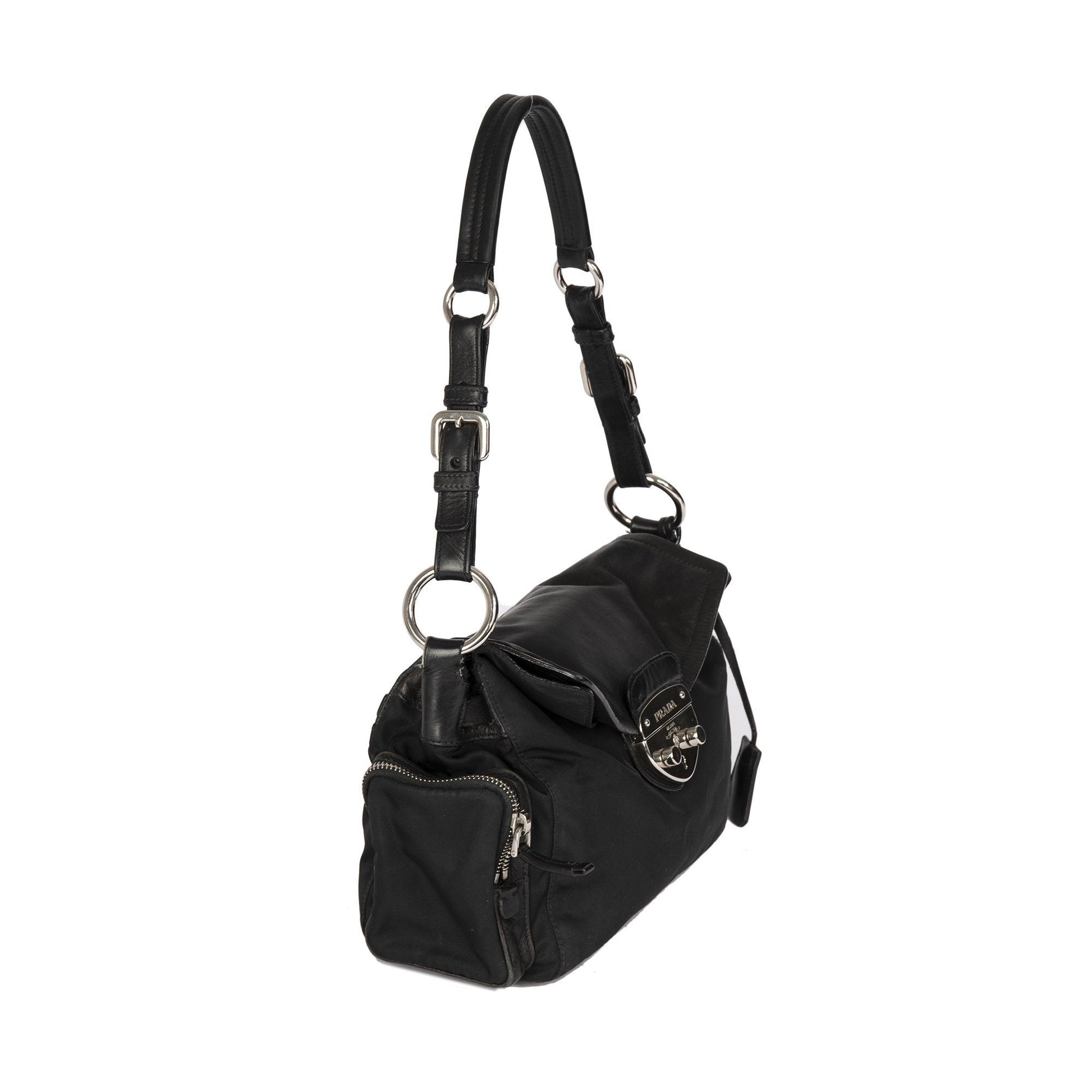 Prada Easy Tessuto Leather-Trimmed Bag
