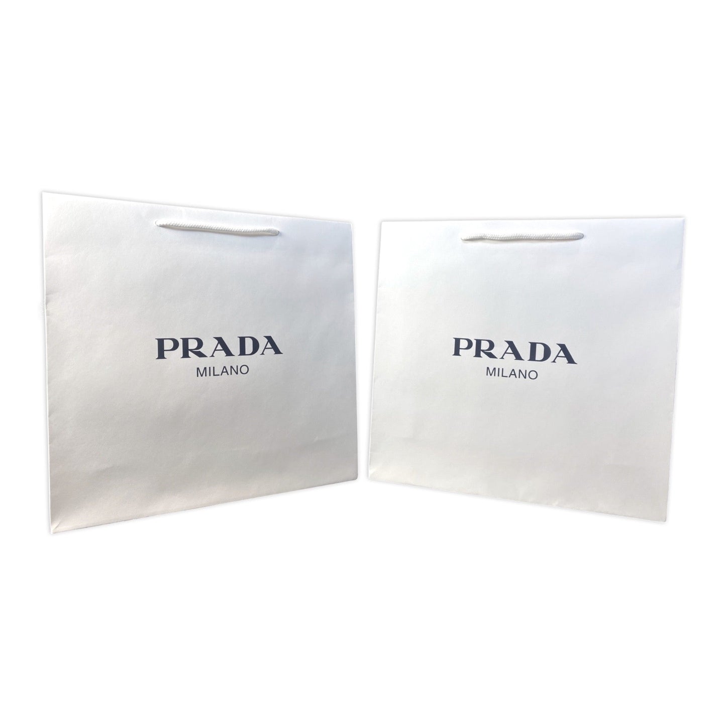 Prada Logo White Paper Designer Shopping Gift Bag Medium Set of 2