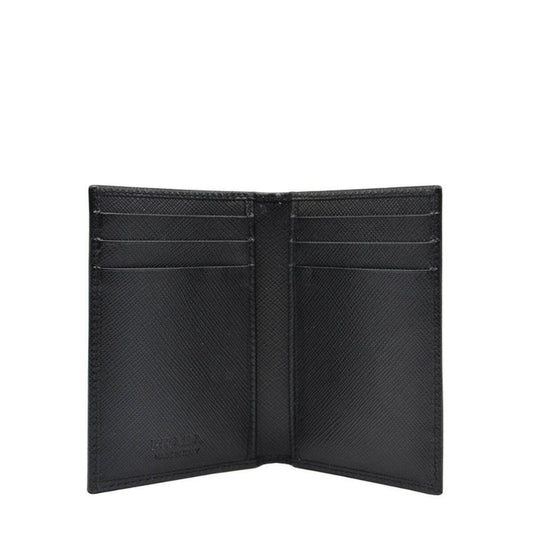 Prada Mens Saffiano Leather Vertical Card Black Holder