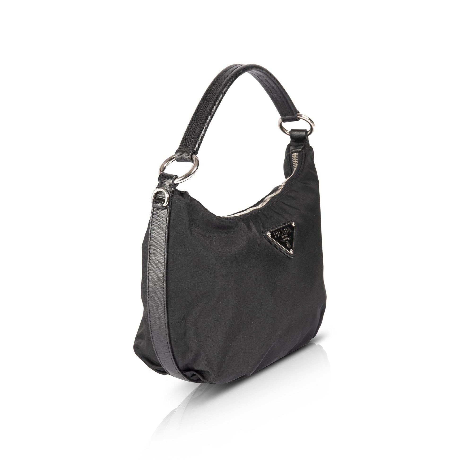Prada Saffiano-Trimmed Tessuto Nylon Hobo