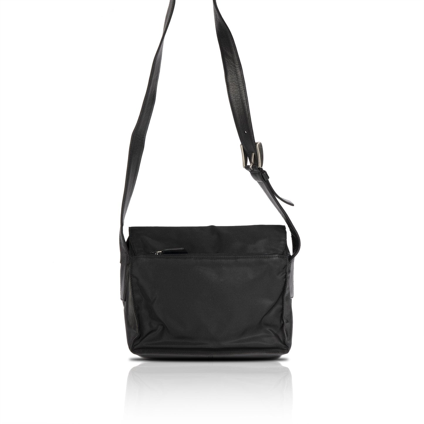 Prada Leather-Trimmed Tessuto Nylon Messenger Bag