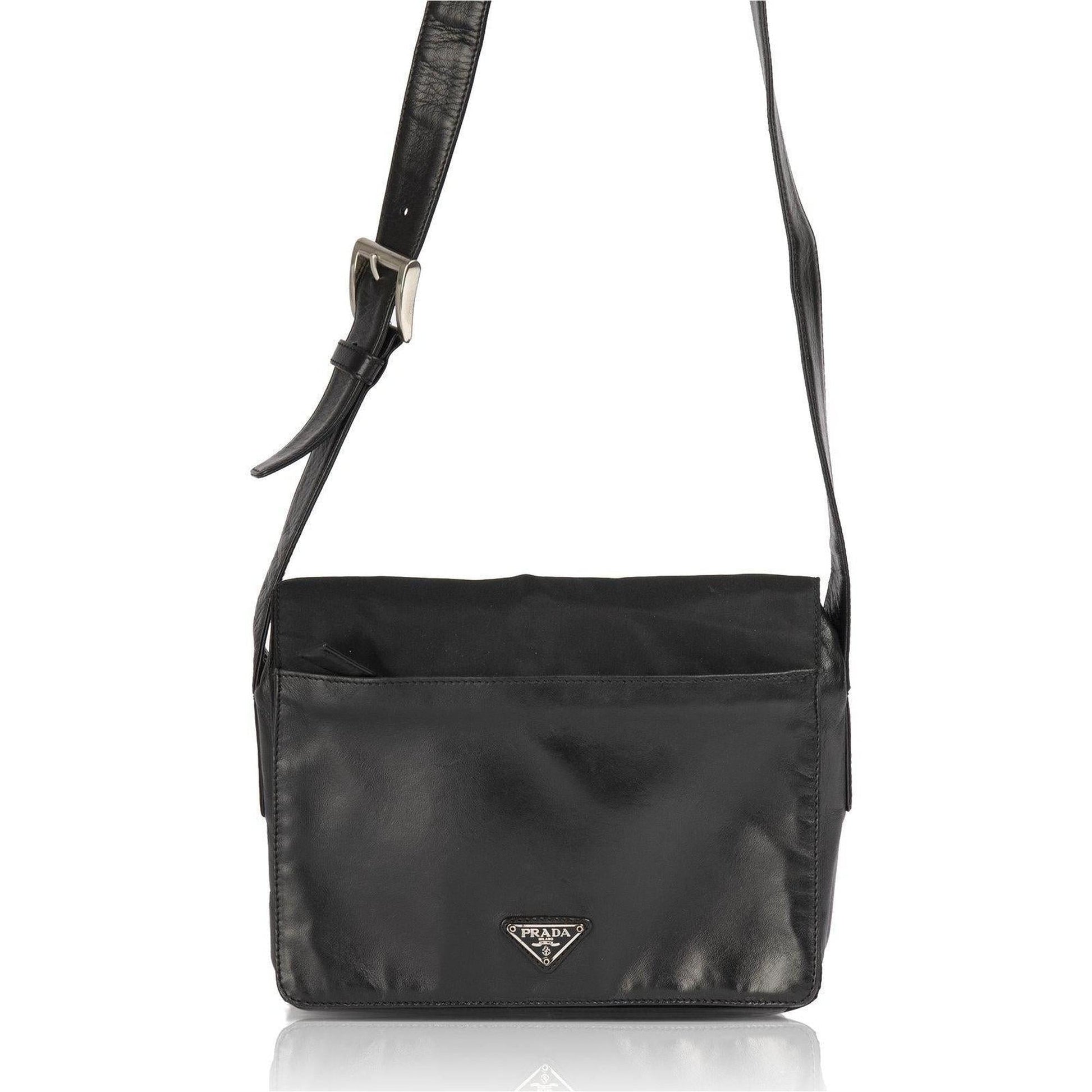 Prada Leather-Trimmed Tessuto Nylon Messenger Bag