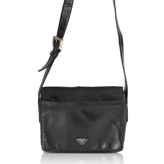 Prada Leather-Trimmed Tessuto Nylon Messenger Bag