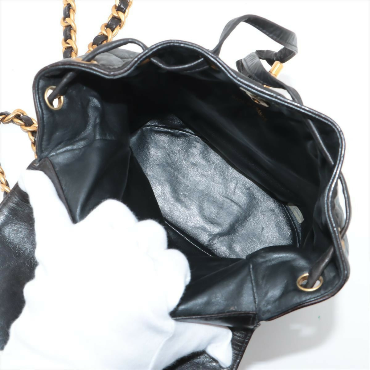 Chanel Black Lambskin Diamond-Quilted Flap Backpack