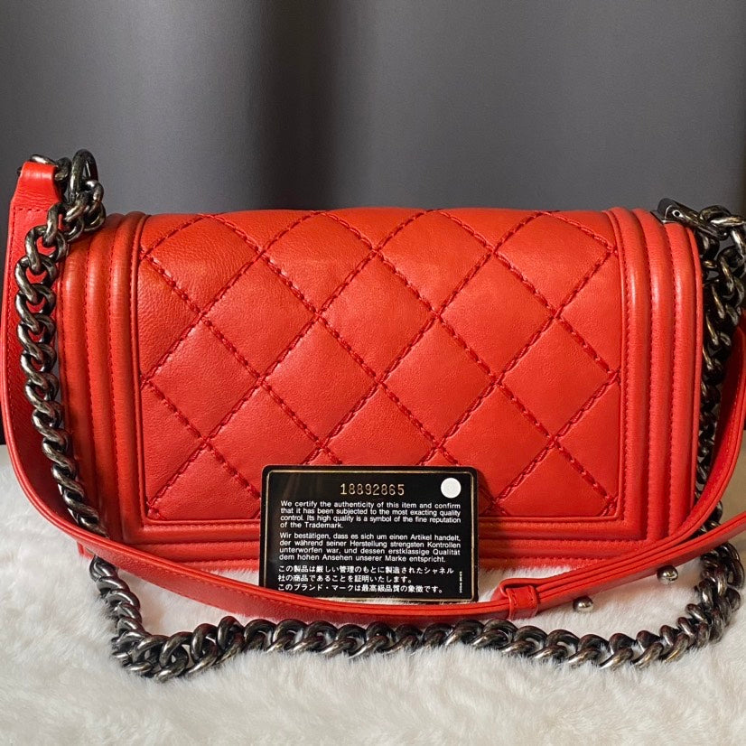 Chanel Boy Bag Red Leather Crossbody