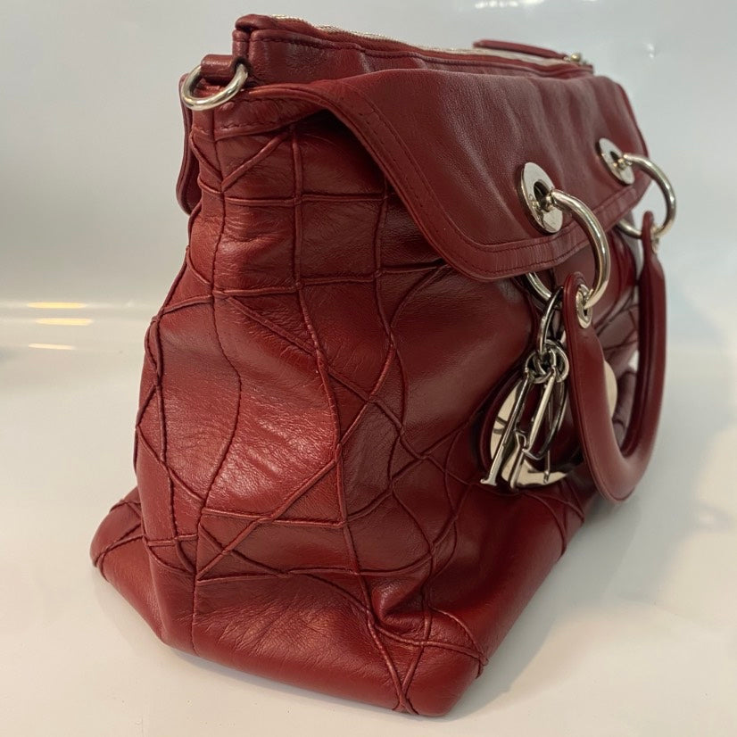 Christian Dior Soft Cannage Red Leather Shoulder Bag