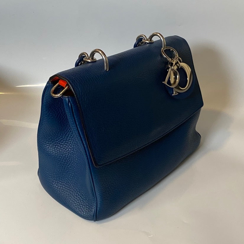 Dior Diorever Blue Leather Satchel Bag