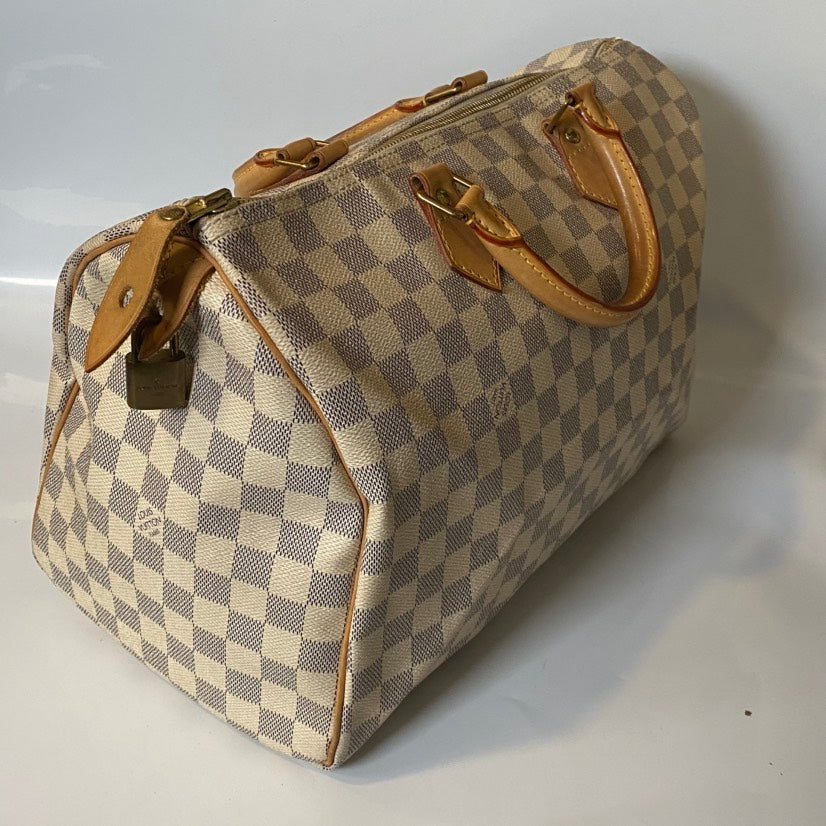 Louis Vuitton Damier Azur White Satchel Bag