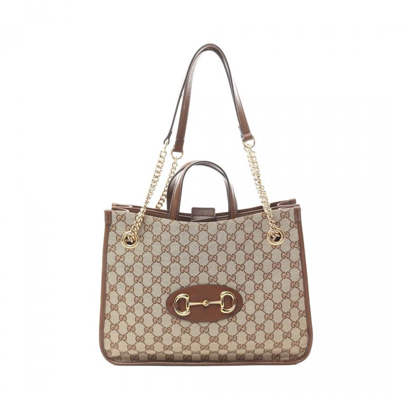 Gucci Monogram Leather Canvas Tote
